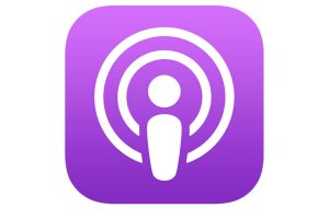 Apple Podcasts logo.